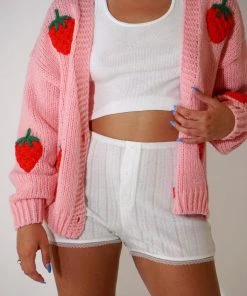 Au Darling Clothing White Pointelle Shorts