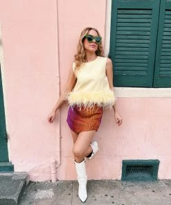 Au Darling Pale Yellow Feather Tank