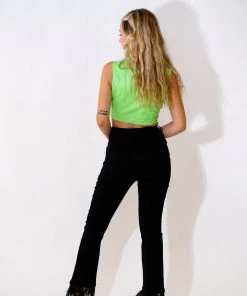 Au Darling Lime Green Faux Leather Top Clothing