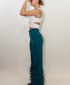 Au Darling Royal Teal Feather Suit Pants