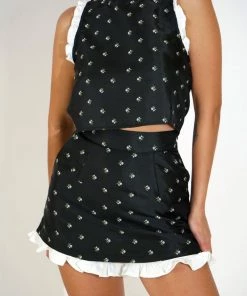 Sister Jane Olive Rose Jacquard Mini Skort