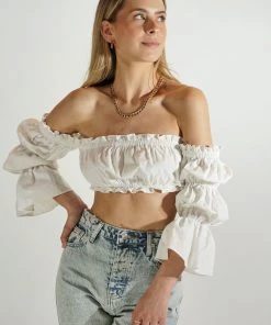Au Darling Clothing Rosalina White Cropped Top