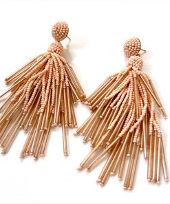 Au Darling Peach Chandelier Beaded Earrings