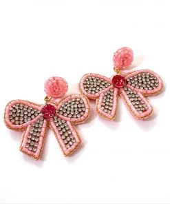 Au Darling Pink Bow Beaded Earrings New Arrivals