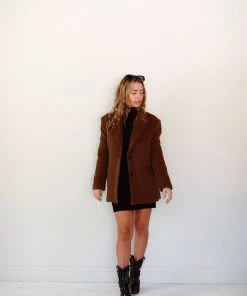 Au Darling Chocolate Brown Blazer Coat Clothing