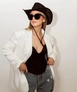 Au Darling Black Satin Corset Top