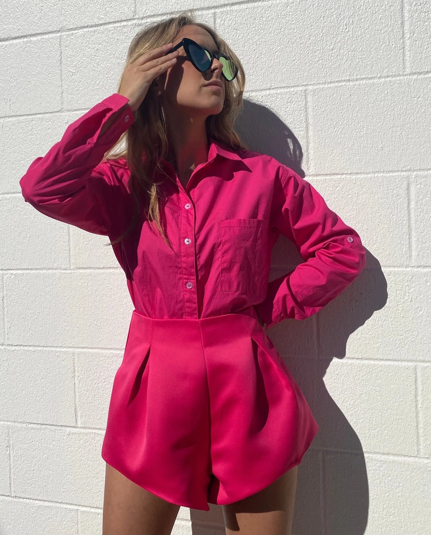 Au Darling Hot Pink Button Down Top