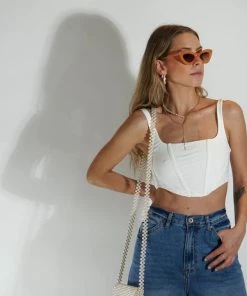 Au Darling White Athletic Corset Top Clothing