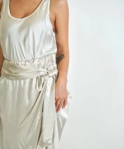 Au Darling Clothing James Beige Satin Tank Top