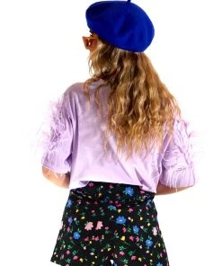 Au Darling Purple Feather T-Shirt Clothing