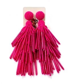 Au Darling New Arrivals Fuchsia Beaded Chandelier Earrings