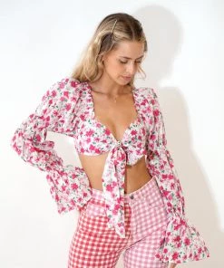 Au Darling Fuchsia Rose Cropped Top Clothing