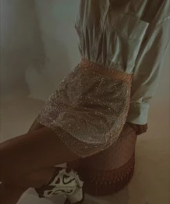 Au Darling Clothing Pink Rhinestone Net Skirt