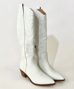Au Darling White Mid Calf Cowboy Boots