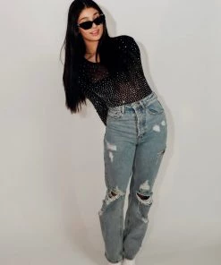 Au Darling Rhinestone Embellished Bodysuit