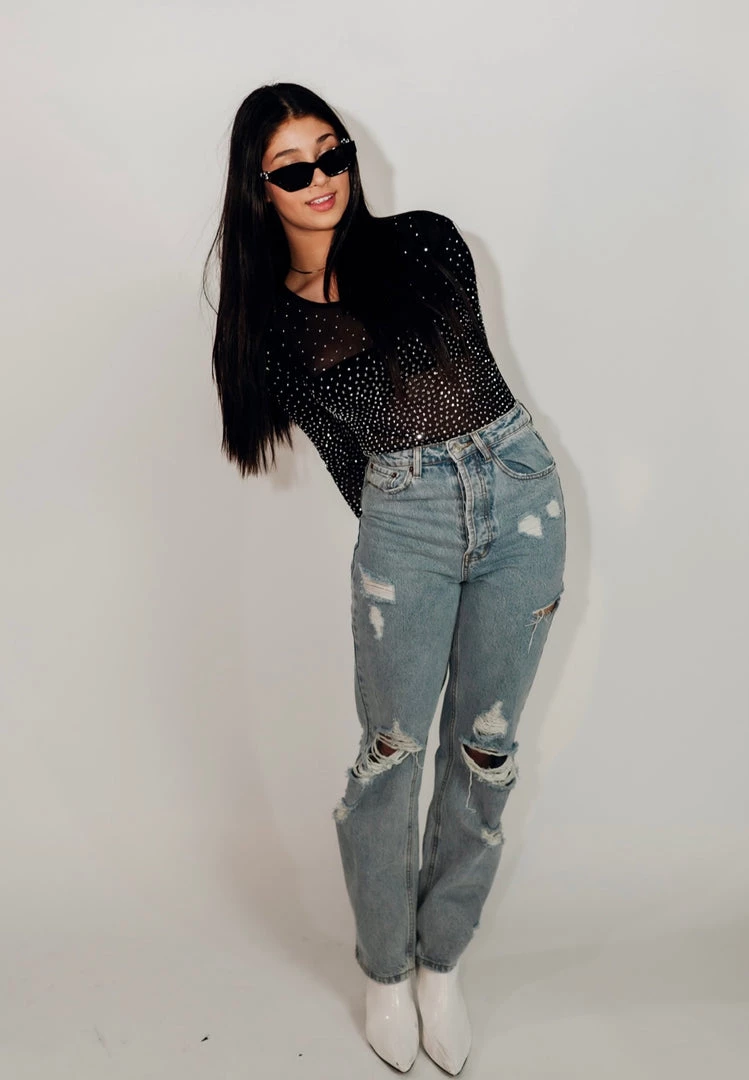 Au Darling Rhinestone Embellished Bodysuit