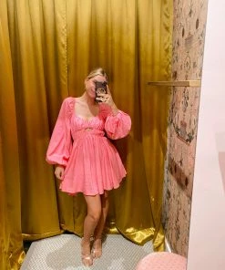 Au Darling Long Sleeve Pink Sundress