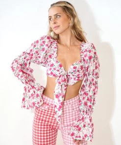 Au Darling Fuchsia Rose Cropped Top Clothing