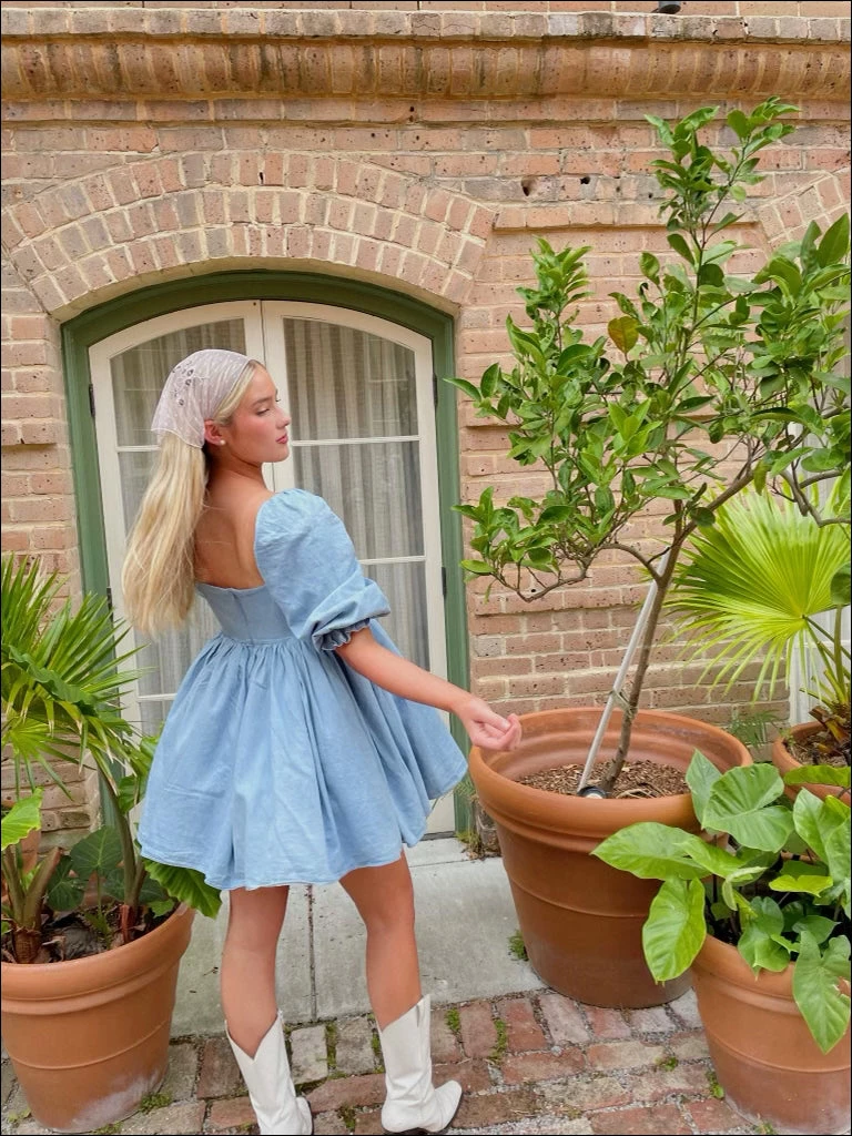 Selkie Clothing The Denim Puff Dress