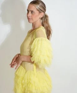 Au Darling Clothing Yellow Tulle Sheer Top