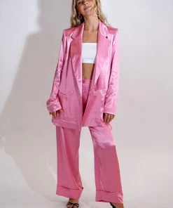 Au Darling Pink Satin Suit Blazer Clothing