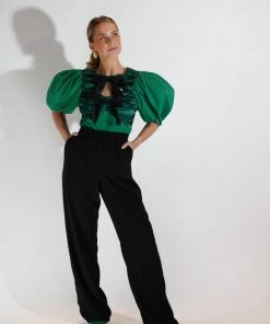 Au Darling Emerald Green Bow Top Clothing
