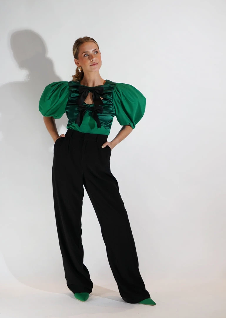 Au Darling Emerald Green Bow Top Clothing