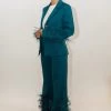 Au Darling Clothing Royal Teal Feather Suit Blazer