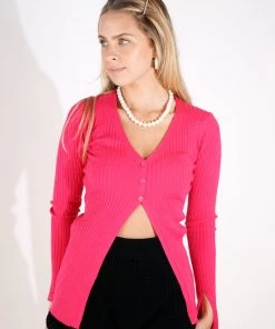 Au Darling Clothing Hot Pink Open Front Cardi
