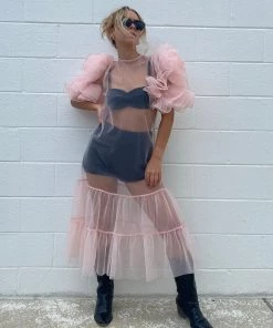 Au Darling Kelly Tulle Midi Dress Clothing