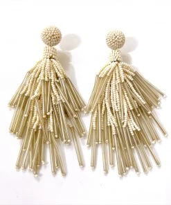 Au Darling Cream Chandelier Beaded Earrings New Arrivals