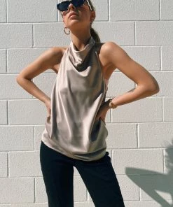 Au Darling Clothing Champagne Cowl Neck Top