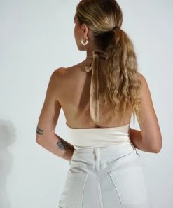 Au Darling Clothing Two Toned Cross Front Halter Top