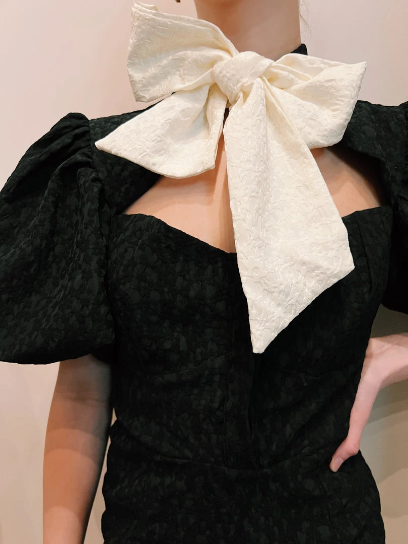 Sister Jane Clothing Black & White Jacquard Mini Dress