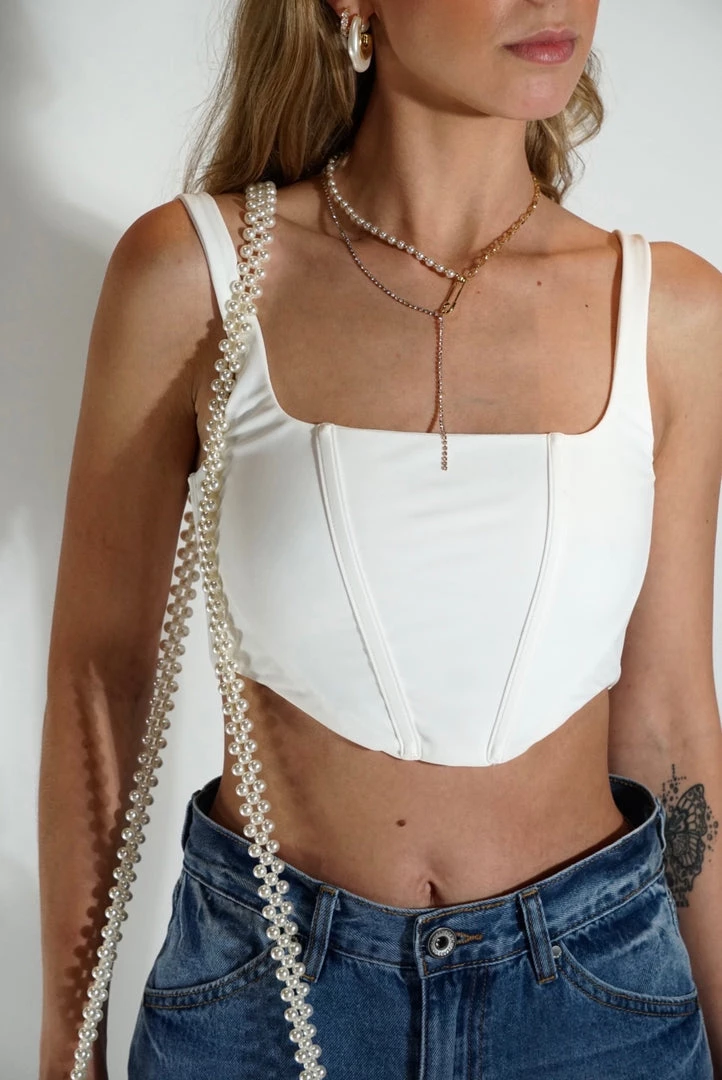 Au Darling White Athletic Corset Top Clothing