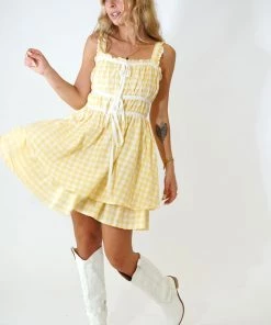 Au Darling Sunshine Gingham Mini Dress
