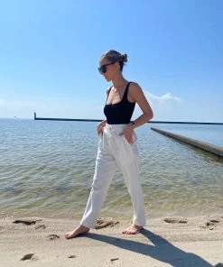 Au Darling White Drawstring Joggers