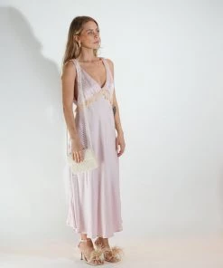 Au Darling Chic Lilac Satin Dress Clothing