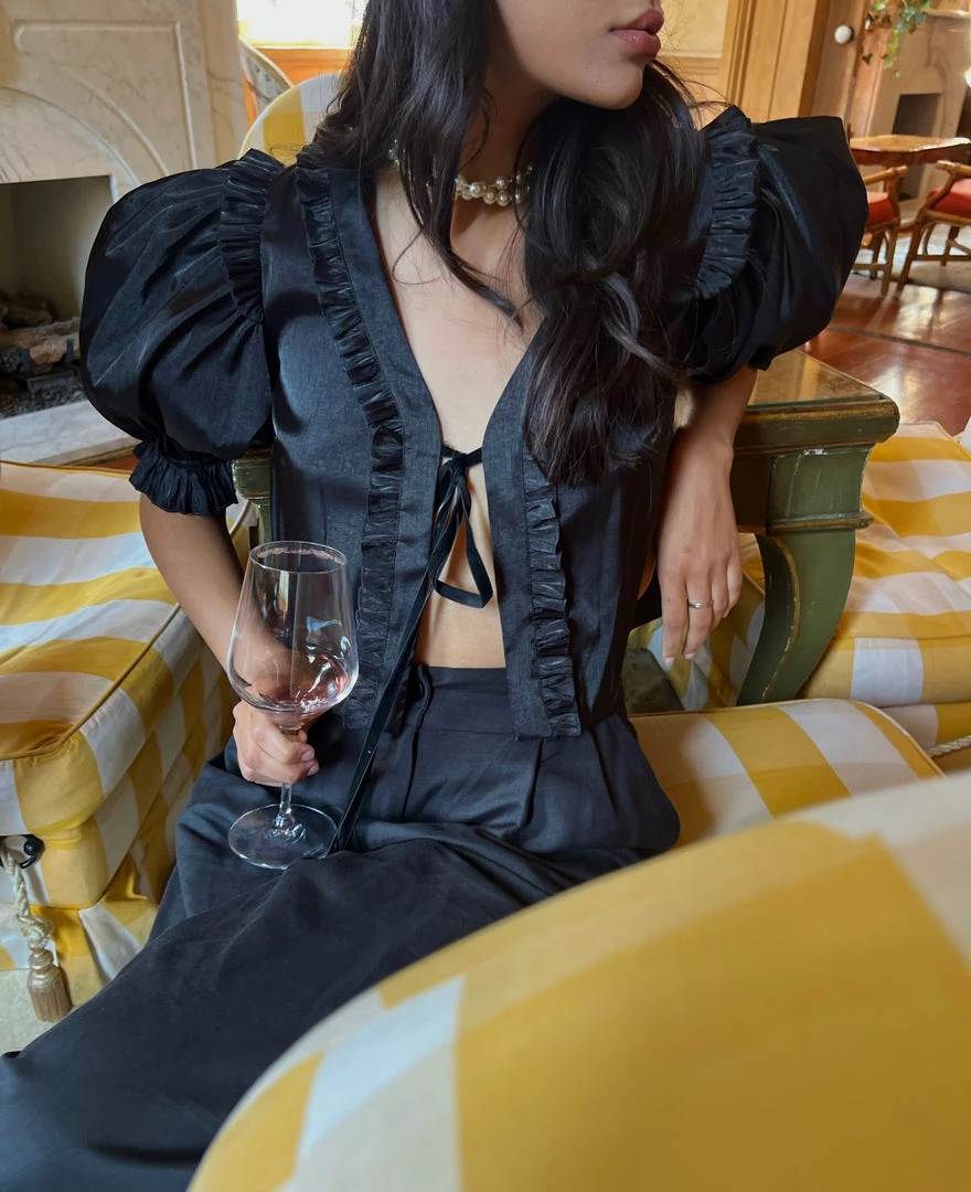 Selkie The Paper Doll Caviar Blouse