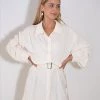 Au Darling Clothing Ivory Pleated Button Down Dress