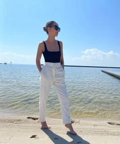 Au Darling White Drawstring Joggers