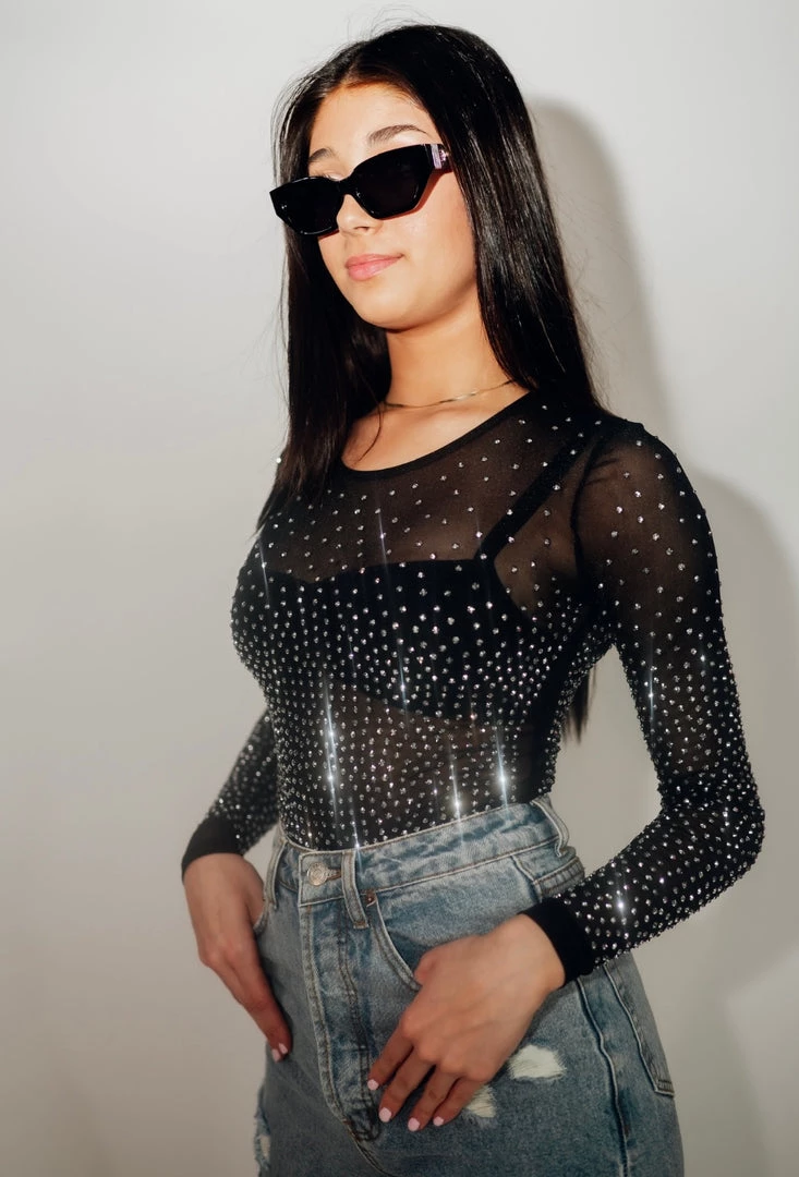Au Darling Rhinestone Embellished Bodysuit