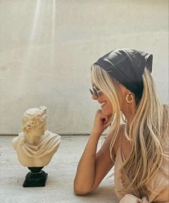 Au Darling Black Linen Headscarf New Arrivals