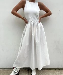 Au Darling Madeline White Midi Dress Clothing