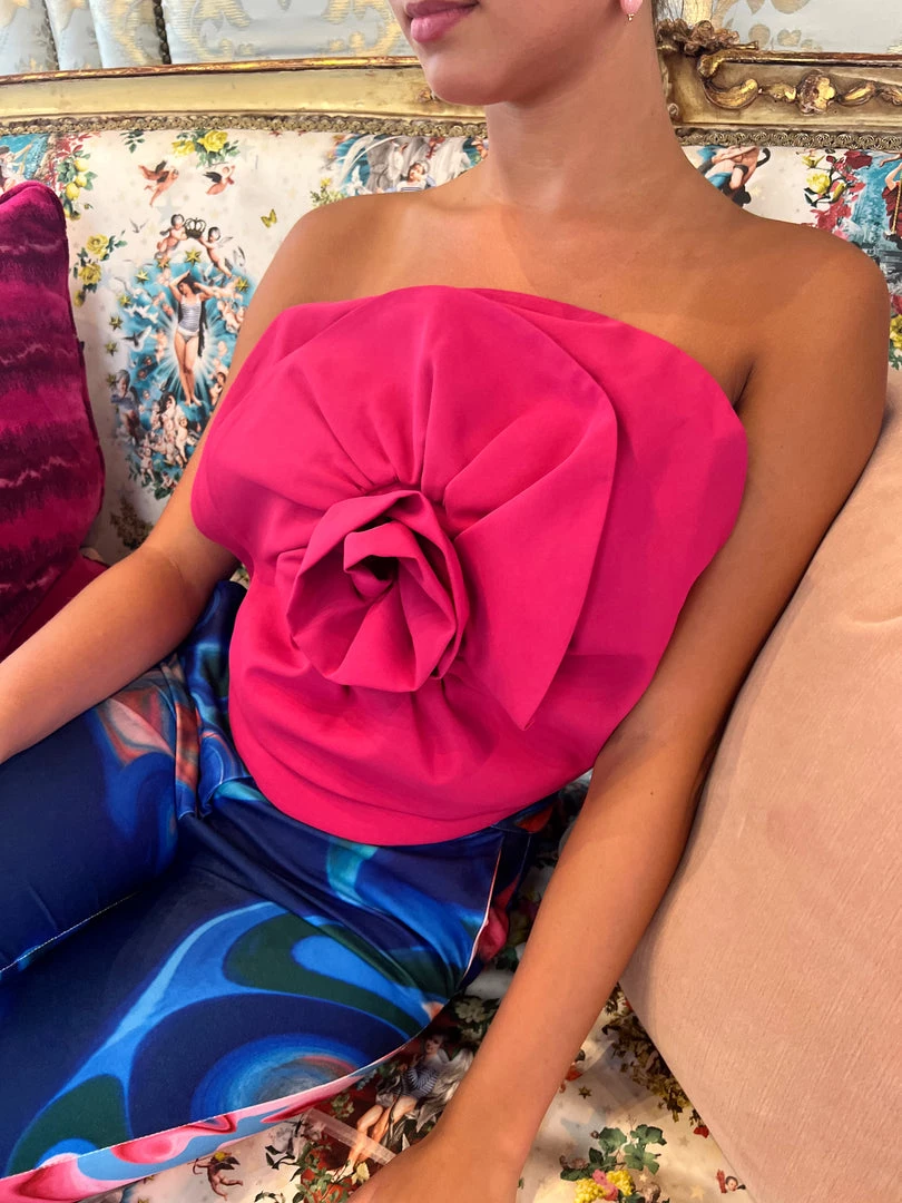 Au Darling New Arrivals Fuchsia Rose Strapless Top