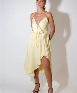 Au Darling Andie Yellow Midi Dress Clothing