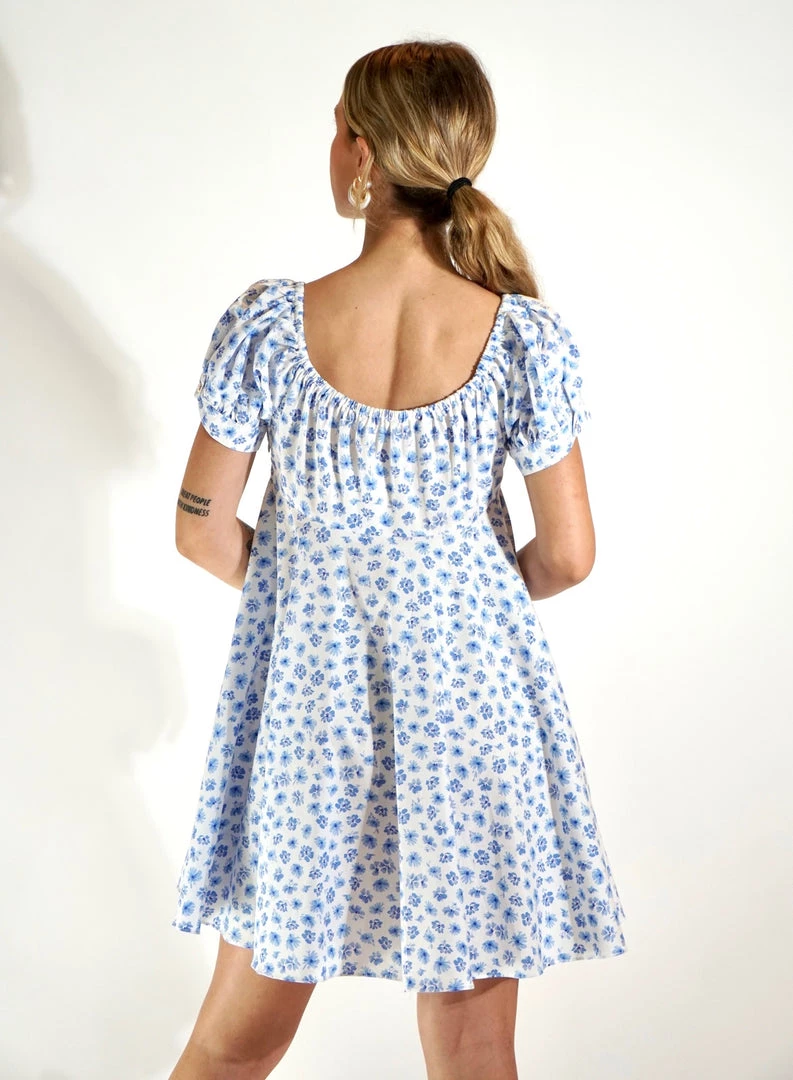 Au Darling Clothing Blue Flowers Babydoll Dress