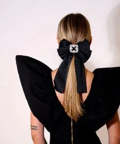 Au Darling New Arrivals Black Rhinestone Bow