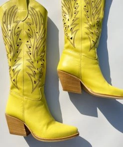 Au Darling New Arrivals Chartreuse Cowgirl Boots