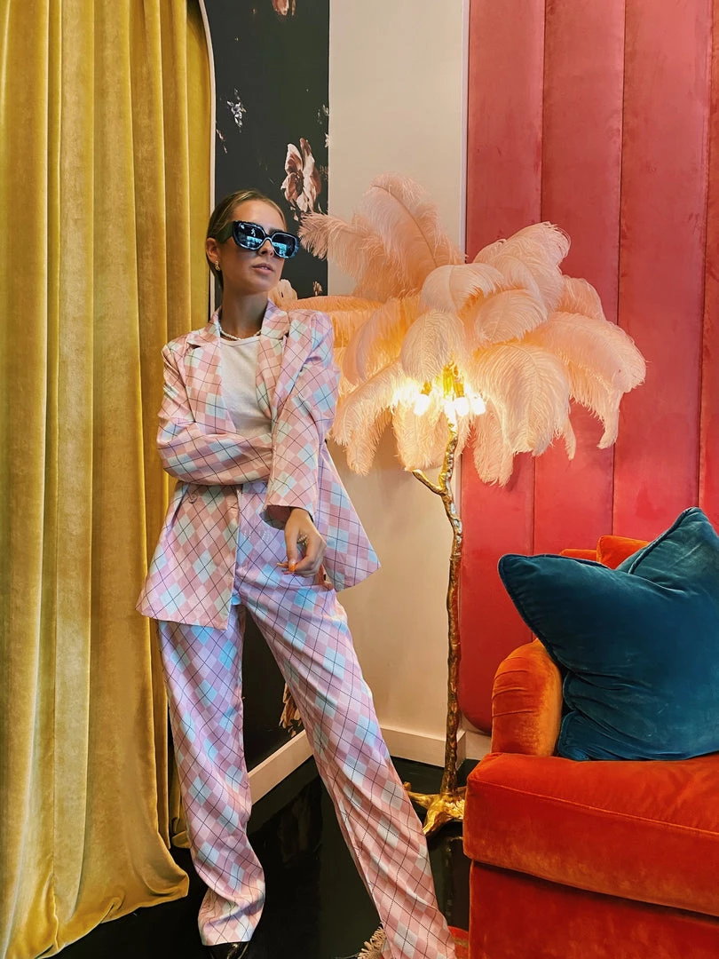 Au Darling Clothing Pretty In Pink Argyle Trousers